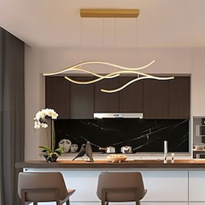 100120 cm LED Pendant Light Wave Design Line Design Black Gold  Metal Artistic Style Modern Style  Office, Shops Stylish Painted Finishes Artistic LED 110-120V 220-240V Lightinthebox