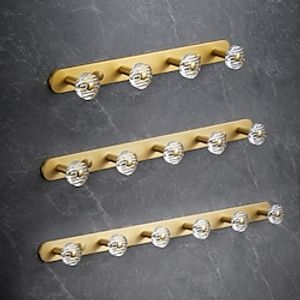 Brushed Gold Wall Hook Rail Towel and Robe Hook Rack with 4-6 Heavy Duty Hooks for Entryway, Foyer, Hallway, Bathroom, Bedroom Lightinthebox