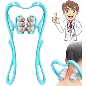 Neck Massager, Vital Dual Pressure Trigger Point,Self Shiatsu Deep Massage,Handheld Manual Roller Massager Tool - Gift for Men and Women, White Elephant Gifts, Stocking Stuffers miniinthebox