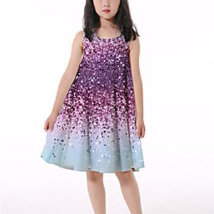 Kids Little Girls' Dress Graphic A Line Dress Daily Holiday Vacation Print Purple Above Knee Sleeveless Casual Cute Sweet Dresses Summer Regular Fit 3-10 Years miniinthebox