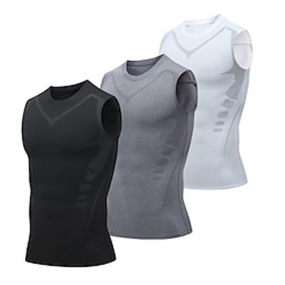 Men's Gym Shirt Fitness Tops Fitness Tank Crew Neck Sleeveless Sports  Outdoor Vacation Going out Casual Daily Gym Quick dry Breathable Soft Plain Black White Activewear Fashion Sport Lightinthebox
