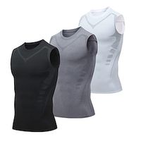 Men's Gym Shirt Fitness Tops Fitness Tank Crew Neck Sleeveless Sports  Outdoor Vacation Going out Casual Daily Gym Quick dry Breathable Soft Plain Black White Activewear Fashion Sport Lightinthebox - thumbnail