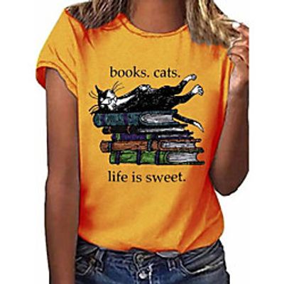 cat  book graphic tee Lightinthebox