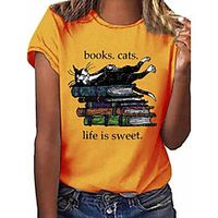 cat  book graphic tee Lightinthebox - thumbnail