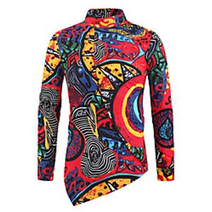 Men's Shirt Graphic Long Sleeve Casual Tops Ethnic Style Retro Red miniinthebox