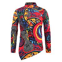 Men's Shirt Graphic Long Sleeve Casual Tops Ethnic Style Retro Red miniinthebox - thumbnail