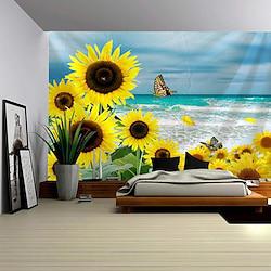 Sunflower Beach Hanging Tapestry Wall Art Large Tapestry Mural Decor Photograph Backdrop Blanket Curtain Home Bedroom Living Room Decoration Lightinthebox