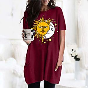 Women's T shirt Dress Graphic Round Neck Tops Basic Basic Top Black Wine Army Green Lightinthebox