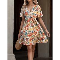 Women's Casual Dress A Line Dress Print V Neck Mini Dress Stylish Daily Date Short Sleeve Summer Lightinthebox