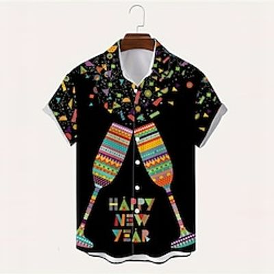 Wine Glass Casual Men's Shirt Daily Wear Going out Weekend Autumn Fall Turndown Short Sleeves Black S, M, L 4-Way Stretch Fabric Shirt New Year Lightinthebox Wine Glass Casual Men's Shirt Daily Wear Going out Weekend Autumn Fall Turndown Short Sleeves Black S, M, L 4-Way Stretch Fabric Shirt New Year Lightinthebox