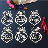 6Pcs Christmas Decorations Wooden Pendant Ornaments