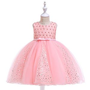Princess Dress Party Costume Flower Girl Dress Girls' Movie Cosplay Christmas New Year's Golden Red Dusty Rose Dress Christmas Halloween Children's Day Polyester  Cotton Lightinthebox
