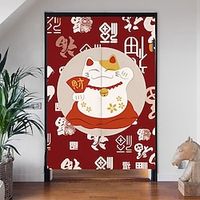 Japanese Noren Curtain Door Cover Doorway Curtain Panel Traditional Lucky Cat Printed Door Tapestry Room Divider Curtains for Kitchen Sushi Bathroom Livingroom Bedroom miniinthebox