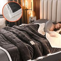 Winter Blanket Triple Layer Blanket Winter Warmth Coral Velvet Blanket Afternoon Nap Flannel Blanket Lamb Velvet Bed Sheet Weighted Heavy Cozy Sherpa Blanket Lightinthebox - thumbnail