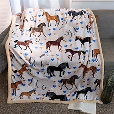 Soft and Cozy Horse and Rider Blanket - Perfect for Travel, Sofa, Bed, and Office Decor - Ideal Birthday or Holiday Gift for Horse Lovers of All Ages Lightinthebox