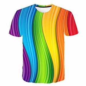 Men's 3D Rainbow Graphic Plus Size T-shirt Print Tops Round Neck Rainbow miniinthebox