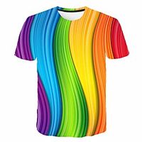 Men's 3D Rainbow Graphic Plus Size T-shirt Print Tops Round Neck Rainbow miniinthebox - thumbnail