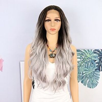 Long Wavy Ombre Wigs Lace Front Synthetic Wig With Ponytail For Women Heat Resistant Hair 26 Inch Lightinthebox