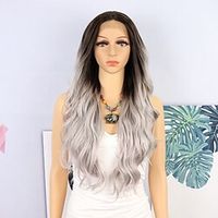 Long Wavy Ombre Wigs Lace Front Synthetic Wig With Ponytail For Women Heat Resistant Hair 26 Inch Lightinthebox - thumbnail
