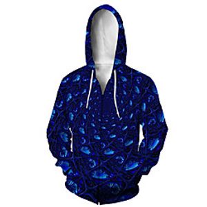 Men's Zip Up Hoodie Sweatshirt Animal 3D Casual Daily 3D Print Casual Hoodies Sweatshirts  Blue miniinthebox