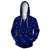 Men's Zip Up Hoodie Sweatshirt Animal 3D Casual Daily 3D Print Casual Hoodies Sweatshirts  Blue miniinthebox - thumbnail