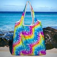 Women's Tote Shoulder Bag Hobo Bag Polyester Shopping Daily Holiday Print Large Capacity Foldable Lightweight Gradient Color Abstract Art Blue Fuchsia Rainbow Lightinthebox