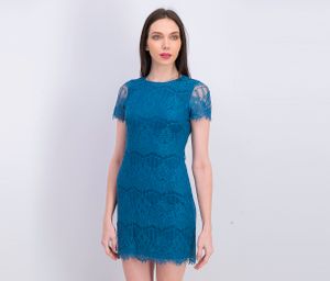 Womens Short Sleeve Mini Dress  Peacoat
