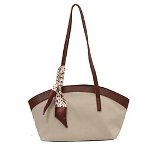 Women's Sling Bags Tote Canvas Tote Bag Shoulder Bag Canvas Buttons Zipper Solid Color Daily Outdoor Black  White White Black Coffee Lightinthebox