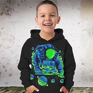 Boys Hoodie Long Sleeve Astronaut 3D Print Fashion Streetwear Cool Polyester Outdoor Casual Daily Kids Pocket 3-12 Years 3D Printed Graphic Regular Fit Lightinthebox