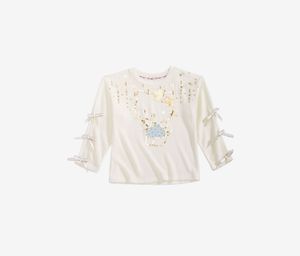 Kids Girls Graphic-Print Hacci Top  Cream
