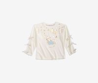 Kids Girls Graphic-Print Hacci Top  Cream - thumbnail