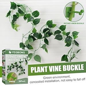 50pcs/box Wall Clips Green Invisible Plant Clips For Climbing Plants With Self-Adhesive Hook, Wall Fixture Vines Branches Wires Cables Holder For Home Decoration miniinthebox