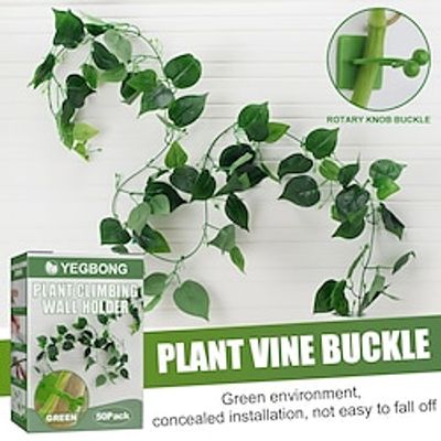 50pcs/box Wall Clips Green Invisible Plant Clips For Climbing Plants With Self-Adhesive Hook, Wall Fixture Vines Branches Wires Cables Holder For Home Decoration miniinthebox