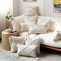 Nordic Moroccan Tufted Pillow Cover Embroidered with Tassel for Livingroom Bedroom Sofa Couch miniinthebox - thumbnail