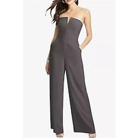 Jumpsuits Bridesmaid Dress Strapless Sleeveless Elegant Floor Length Satin with Solid Color 2022 Lightinthebox - thumbnail