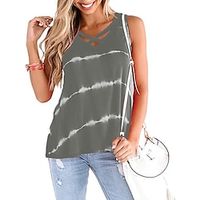 2021 European And American Cross-Border Summer Women's Wish Amazon Ebay Digital Oblique Strip Chest Strap Vest T-Shirt Women miniinthebox - thumbnail