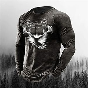 Men's Unisex T shirt Tee Animal Graphic Prints Cross Crew Neck Black 3D Print Outdoor Street Long Sleeve Print Clothing Apparel Basic Vintage Sports Designer miniinthebox
