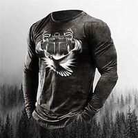 Men's Unisex T shirt Tee Animal Graphic Prints Cross Crew Neck Black 3D Print Outdoor Street Long Sleeve Print Clothing Apparel Basic Vintage Sports Designer miniinthebox - thumbnail