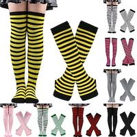 Christmas Socks Women's Halloween Socks High tube Socks European and American Festival Cosplay Striped Socks Gloves Socks Set Lightinthebox - thumbnail