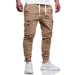 Men's Simple Jogger Pants Chinos Sweatpants Trousers Pants Solid Color Side Pockets Multiple Pockets ArmyGreen Khaki Black Lightinthebox