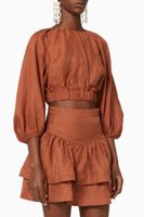 Elsa Linen-Blend Crop Top Elsa Linen-Blend Crop Top