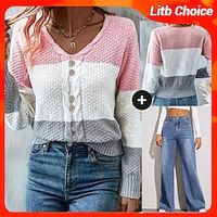 Women's Straight Full Length Simple Comfort Street Casual Daily Pink S M Spring Winter Lightinthebox - thumbnail