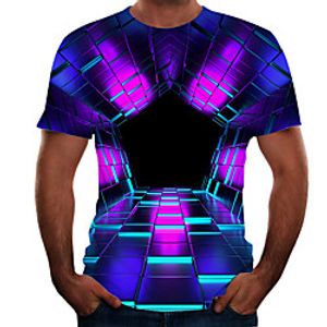 Men's T shirt 3D Print Graphic Print Short Sleeve Daily Tops Elegant Lavender miniinthebox