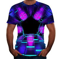 Men's T shirt 3D Print Graphic Print Short Sleeve Daily Tops Elegant Lavender miniinthebox - thumbnail