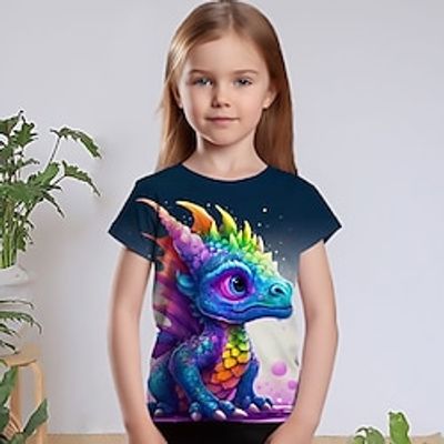 Girls' T shirt Short Sleeve T shirt Tee Graphic Cartoon Unicorn 3D Print Active Fashion Cute Polyester Outdoor Casual Daily Kids Crewneck 3-12 Years 3D Printed Graphic Regular Fit Shirt Lightinthebox