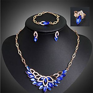 Women's Jewelry Set Classic Flower Stylish Gold Plated Imitation Diamond Earrings Jewelry Blue For Party Evening Gift 1 set miniinthebox