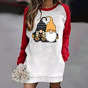 Women's Sweatshirt Pullover Cartoon Color Block Graphic Prints Print Casual Weekend Hot Stamping Long Halloween Hoodies Sweatshirts  Yellow Black Red miniinthebox