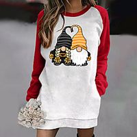 Women's Sweatshirt Pullover Cartoon Color Block Graphic Prints Print Casual Weekend Hot Stamping Long Halloween Hoodies Sweatshirts  Yellow Black Red miniinthebox - thumbnail