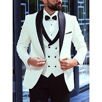 White Men's Wedding Party Suits Solid Colored 2 Piece Tailored Fit Single Breasted One-button 2023 Lightinthebox - thumbnail