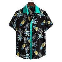 Men's Shirt Other Prints Graphic Leaves Short Sleeve Daily Tops Casual Green / Black miniinthebox - thumbnail
